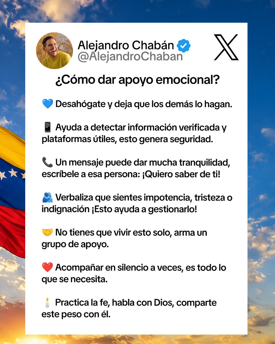 alejandrochaban's tweet photo. En los momentos más dificiles, esos pequeños gestos, lo cambian todo 🫂🩵 ¡Dios te bendiga Venezuela! 🇻🇪 https://t.co/FH8PeS53zi