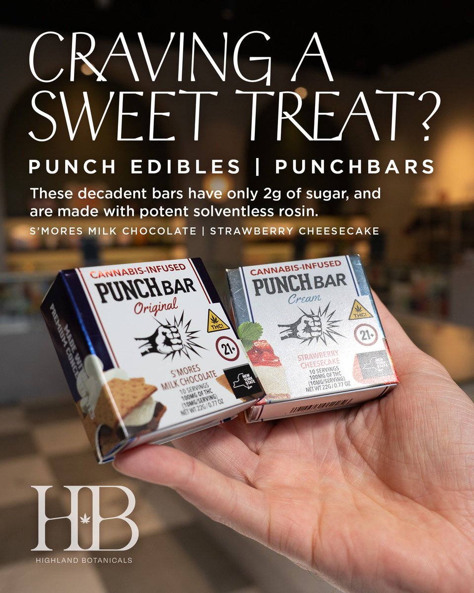 HighlandBotan's tweet photo. #Sweet tooth? We’ve got you covered ✨

These edible favorites are ready to be your next sweet #treat:
🍫 Punch Edibles - PunchBars 
🍬 Grön - Pips Milk Chocolate Caramels

Stop by and #try a new flavor today:
📍 24 Highland Avenue | Piermont, NY

21+ only. Licensed NY retailer. https://t.co/peJ6ZvcH3v