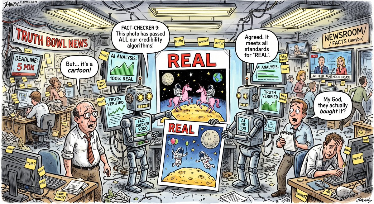 thededbatman's tweet photo. Google’s AI is now hallucinating so hard it’s fact-checking reality against itself.

Recent viral posts claimed fake Artemis II images were fake AI, because apparently the simulation has begun. Source: Digital Camera World

#AI #Google #BigTech #TechNews #Meme https://t.co/iT7FliNUOe
