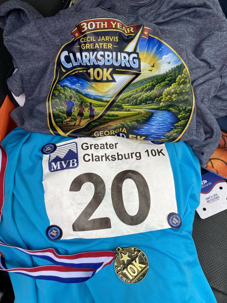 wvsawwhet's tweet photo. Completed my 30th Clarksburg 10K today! Ran 53:52, under my goal finish of 55:00! So blessed to still be running….God is good!! He is faithful!! https://t.co/OMpJNos8BC