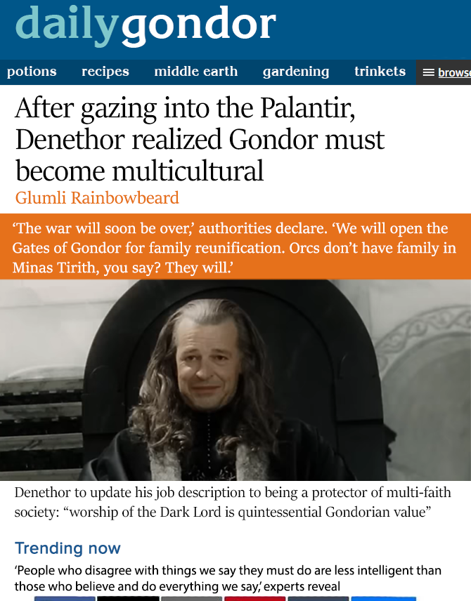 DailyGondor's tweet photo. 'A prominent Uruk-hai leader will be appointed to draft up a scheme to open the gates to let in hundreds of thousands of orcs in a safe and legal manner' https://t.co/va8vLIdt6v