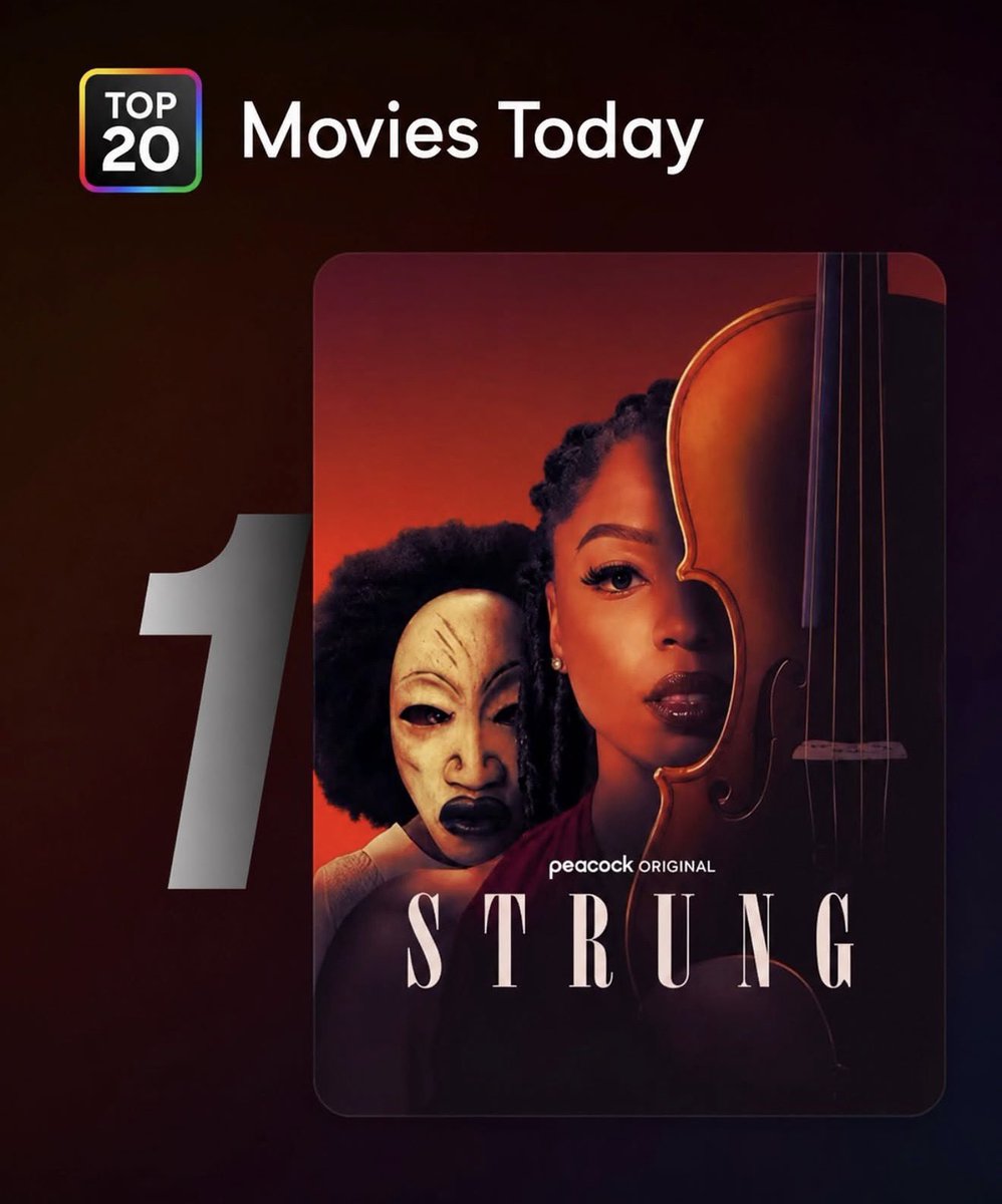 CxhCenter's tweet photo. STRUNG sits at number 1 in the top 20 movies on @peacock 🎉🎻

Congratulations @ChloeBailey! Everyone keep watching!! https://t.co/1EJNbNtX46