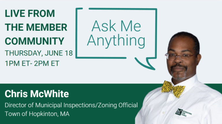 IntlCodeCouncil's tweet photo. Chris McWhite, Director of Municipal Inspections/Zoning Official for the Town of Hopkinton, MA, joined us on our “Ask Me Anything” series in the online member community to answer member-submitted questions. Here’s a recap of his answers. https://t.co/Tpz6S4KgFC #CodeCouncil https://t.co/b26MCE0bTd