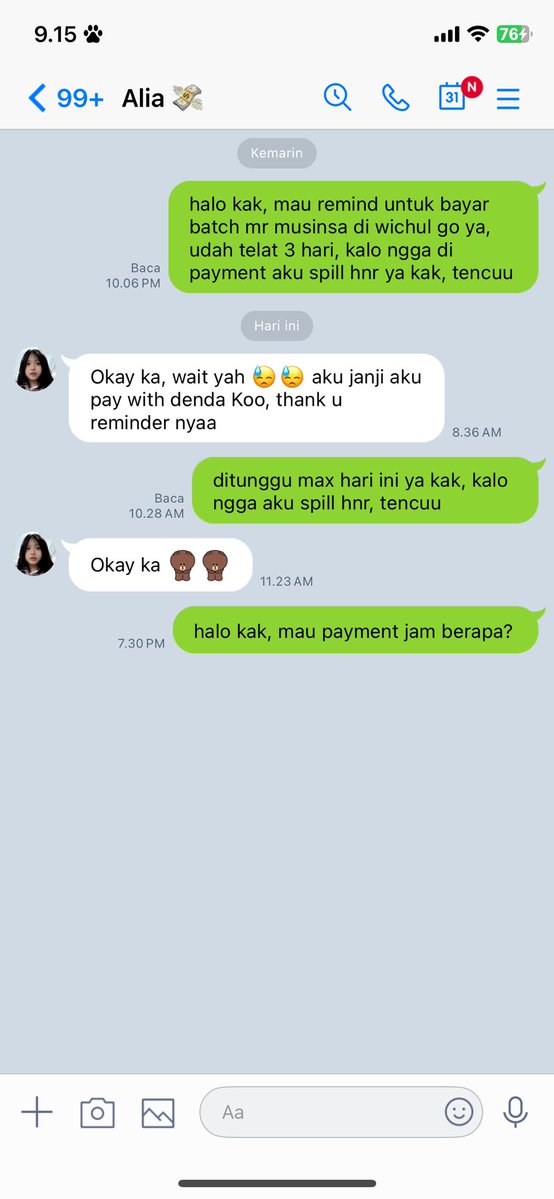 leeanmania's tweet photo. ‼️SPILL BUYER HNR‼️ [help rt]

@AliaEmerli @sunnypie03 

mau spill anak go ku yang hnr, coret gercep tapi pas bayar lelet banget, di chat temenku dari tgl 25 cuma dibaca aja no respon, tapi dia sempet up wto di komun h2h, yang mana snk di go aku itu kalo mau wto harus bayar dulu😀 ditunggu itikad baik nya untuk bayar jajan yang di beli beserta denda nya ya kak alia