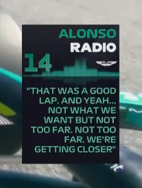 Nachez98's tweet photo. 📻 Alonso Radio

"Buena vuelta. No es lo que queremos pero no muy lejos. Nos estamos acercando" https://t.co/meDDhAiyt9