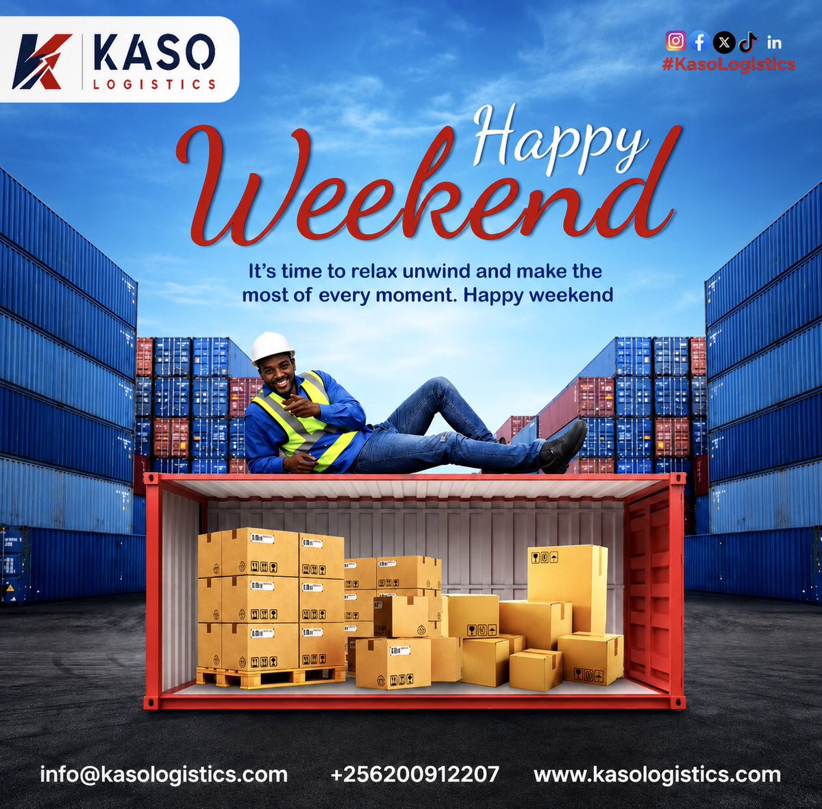 kaso_logistics's tweet photo. Happy Weekend! 🌟

It's time to relax, unwind and make every moment count. 

WhatsApp: +256200912207 

🌐https://t.co/QSYwLqwz5W 

#KasoLogistics 
#CustomsClearance
 #FreightForwarding #TransportationServices #LogisticsExcellence
#HappyWeekend https://t.co/obq2lDNe3s