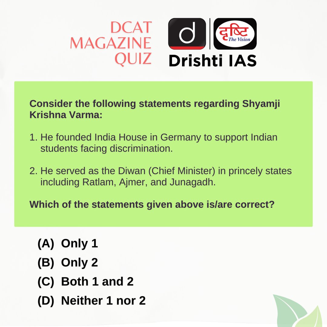 drishtiiaseng's tweet photo. Solutions are in the Drishti Current Affairs Today (DCAT) magazine.
#DCAT Magazine covers all three stages of CSE—Prelims, Mains &amp; Interview.

Subscribe: https://t.co/A2mfpjrV3r

#UPSC2026 #GK #DrishtiCurrentAffairs #DrishtiIAS #DrishtiIASEnglish https://t.co/395UBcBWPe