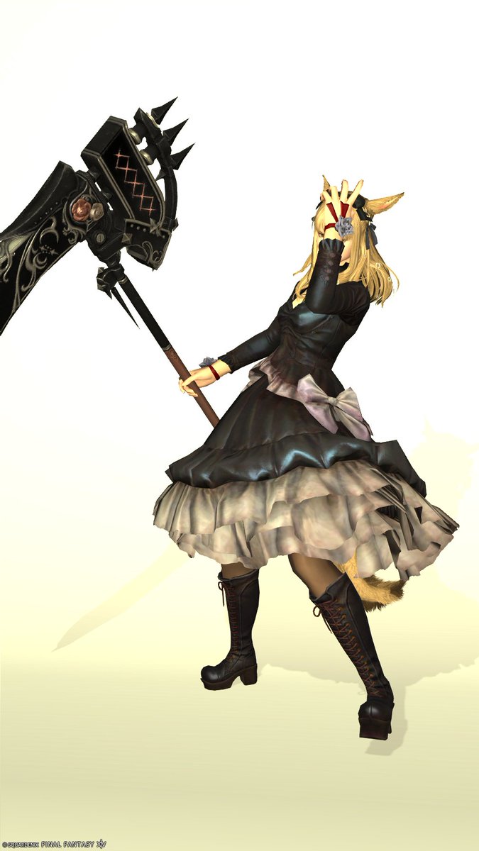 miucat_ff14's tweet photo. 闇おちヘラヘラエッダちゃん。
染色できないからなぁと思ってたけどこの間のセールで買っちゃった。
今回のセールのクルルさんの服、サブに欲しいけど。サブに買うのはなぁと悩み中。 https://t.co/iweyRW6thT