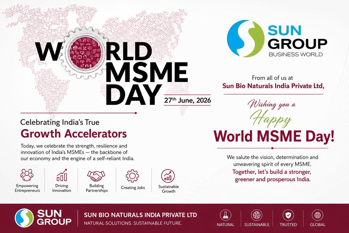 sunbionaturals's tweet photo. Today is World MSME Day. Our best wishes to all MSMEs shaping and changing the world — your innovation and resilience drive progress everywhere.  #sunbionaturals #coconut #MSME https://t.co/ymngFv2FdZ