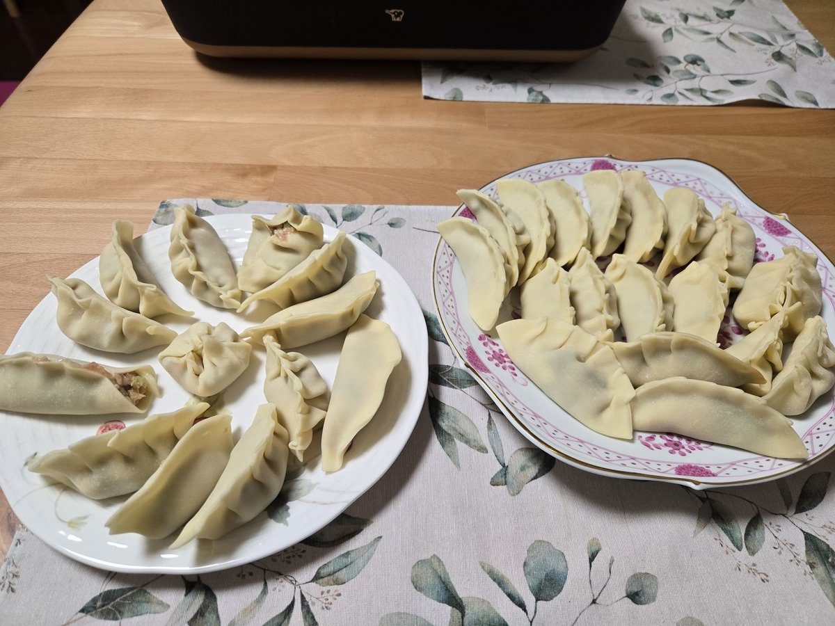 ChiuPopotan's tweet photo. 台風だから籠城って思ってせめて食で楽しもうと餃子パーティー！
途中で作るの飽きはじめて二人して変な形を作り出してたww https://t.co/Abq24VFALz