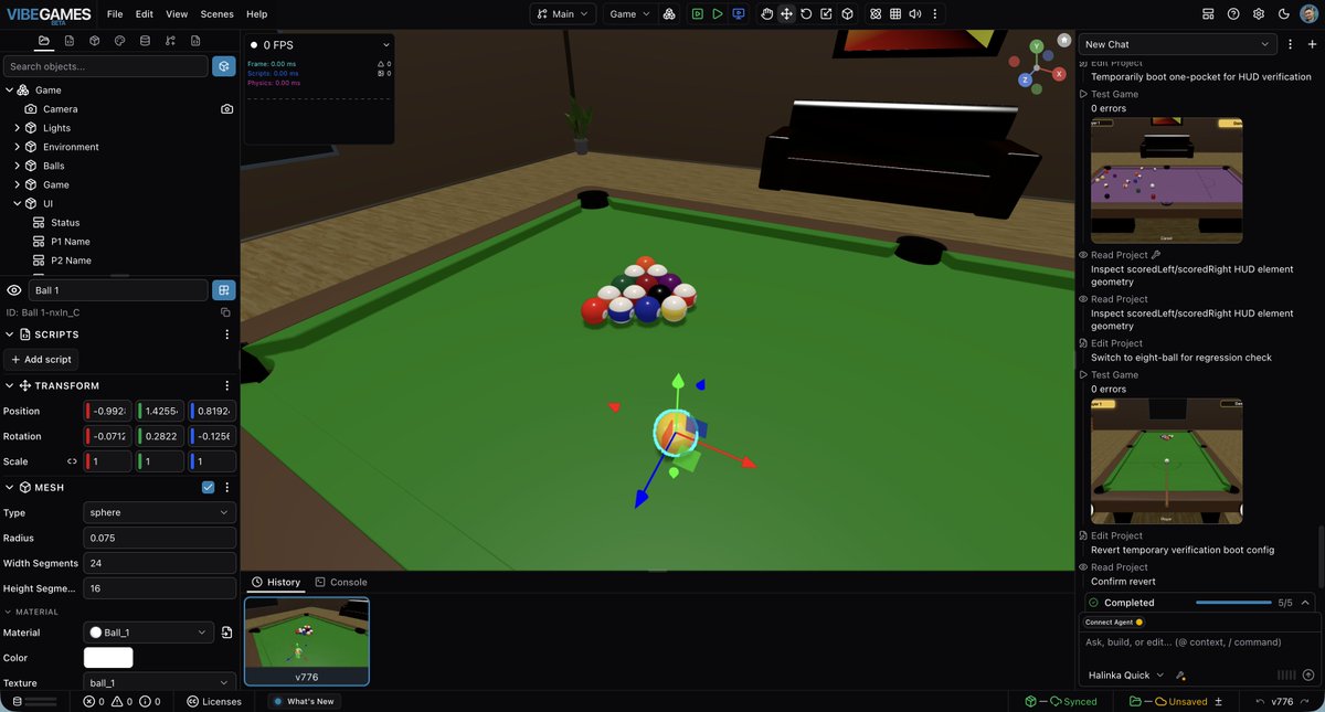 mateuszmig's tweet photo. The beta is here: Vibe Games 🎮

A browser-based 3D engine + editor where AI does the heavy lifting and you stay in control.

Go build something 👇 https://t.co/Z5EkyVKQhl