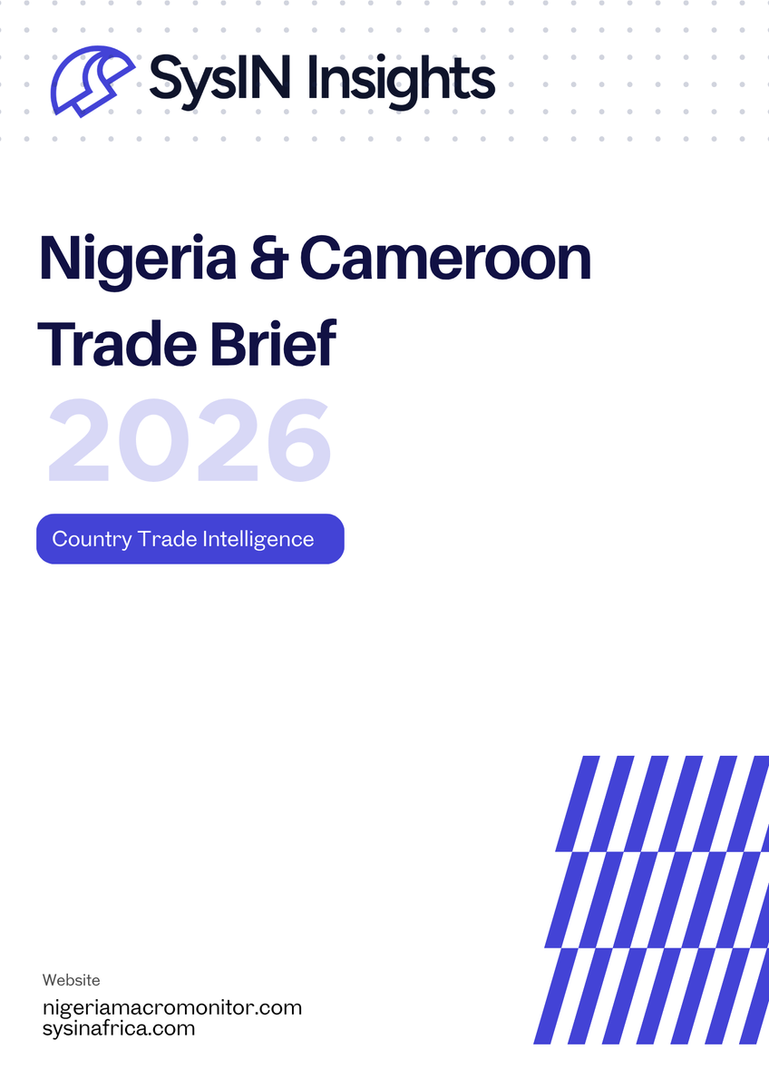 sysininsights's tweet photo. We just published our new brief in SysIN Insights' Country Trade Intelligence on Nigeria to Cameroon trade flows.

A high-volume corridor obscured by two anomalies. The Nigeria–Cameroon bilateral trade relationship is substantially larger than the headline figures suggest once its two most distorting data points are correctly contextualised. The 2021 export figure of $580.5m is dominated by a single $522.2m entry in Ships, Boats and Floating Structures — almost certainly a one-off vessel transaction rather than a recurring commercial flow. Stripping this out, the underlying Nigerian export base across 2021–2024 was $58–191m annually. Similarly, the 2024 Cameroon import figure of $1.6m represents a 97.7% single-year collapse from $70.6m in 2023, driven by the complete disappearance of Soap, Cleaners and Candles (HS Ch. 34) — which had driven $15–45m in every prior year.

Ships, salt, and tobacco define the export architecture. Excluding the vessel anomaly, Nigeria’s structural exports to Cameroon are led by Salt, Sulphur, Cement, Lime, Stone and Plaster (Ch. 25), Tobacco and Substitutes (Ch. 24), and Mineral Fuels (Ch. 27) — all present across multiple years. These are supply relationships grounded in Nigeria’s industrial and processing capacity meeting Cameroon’s construction and consumption needs. Machinery (Ch. 84) emerged as the dominant single export in 2023 at $75.3m before collapsing out of 2024’s top products entirely, suggesting an episodic capital goods supply event.

Soap dominates Cameroonian exports to Nigeria, then vanishes. Soap, Cleaners, Candles and Dental Preparations (Ch. 34) was the overwhelmingly dominant Cameroonian export to Nigeria in 2021–2023, rising from $15.8m to $36.4m to $45m over those three years. Its complete absence in the 2024 data is the single most consequential analytical question in the import side of this brief. Whether this represents a supply disruption, a trade routing change, a customs classification shift, or a data reporting gap is unknown and must be resolved.

Cameroon is a significant economy with a complex security environment. With GDP of $51.3 bn (2024), Cameroon is a materially larger trade partner than the AES landlocked Sahel economies. It is also a country operating under two simultaneous armed conflicts — the Anglophone separatist crisis in the North West and South West regions (ongoing since 2017, over 6,500 killed, nearly one million displaced) and the Boko Haram and ISWAP insurgency in the Far North region bordering Nigeria. Both conflicts directly affect the trade corridors through which Nigeria–Cameroon bilateral commerce flows.

Read the report online - https://t.co/2kJpRcIUcU

Visit or contact us - https://t.co/V0T2vgnNRx

Demo the Nigeria Macro Monitor - https://t.co/fWX64ykj7H

#Nigeria #Cameroon #WestAfrica #CentralAfrica #TradeIntelligence #Sahel #AfCFTA #SysINInsights #NigeriaMacroMonitor