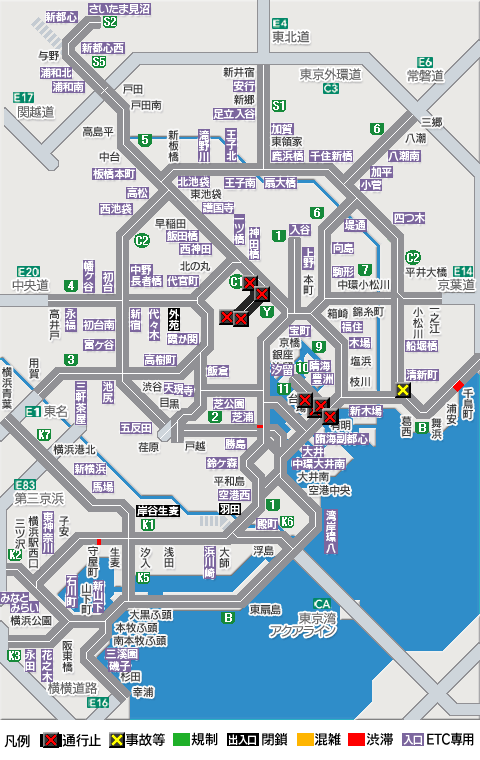 shutoko_traffic's tweet photo. 【首都高 通行止め】2026/06/27 19:23
東雲JCTでは、通行止めが実施されています。
詳しくは下記リンクへ。#首都高 https://t.co/0DUQHlJXuy https://t.co/AtT4DMbLcW