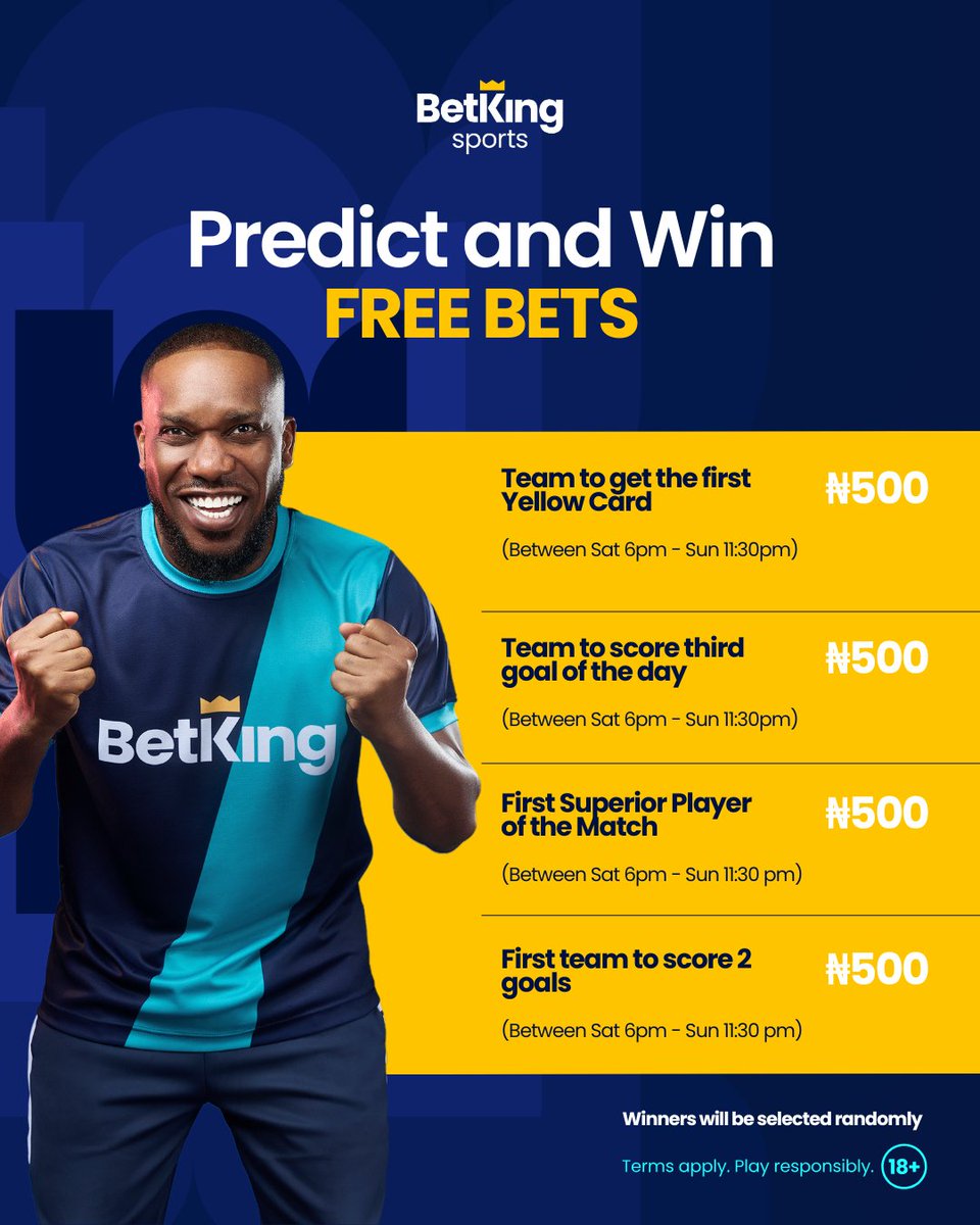 BetKingNG's tweet photo. Time to win more FREEBETS.

Predict each option to win up to 2,000 in Freebets (include your BetKing ID)

#BetKingWorldKup https://t.co/v4dcTHOXzl