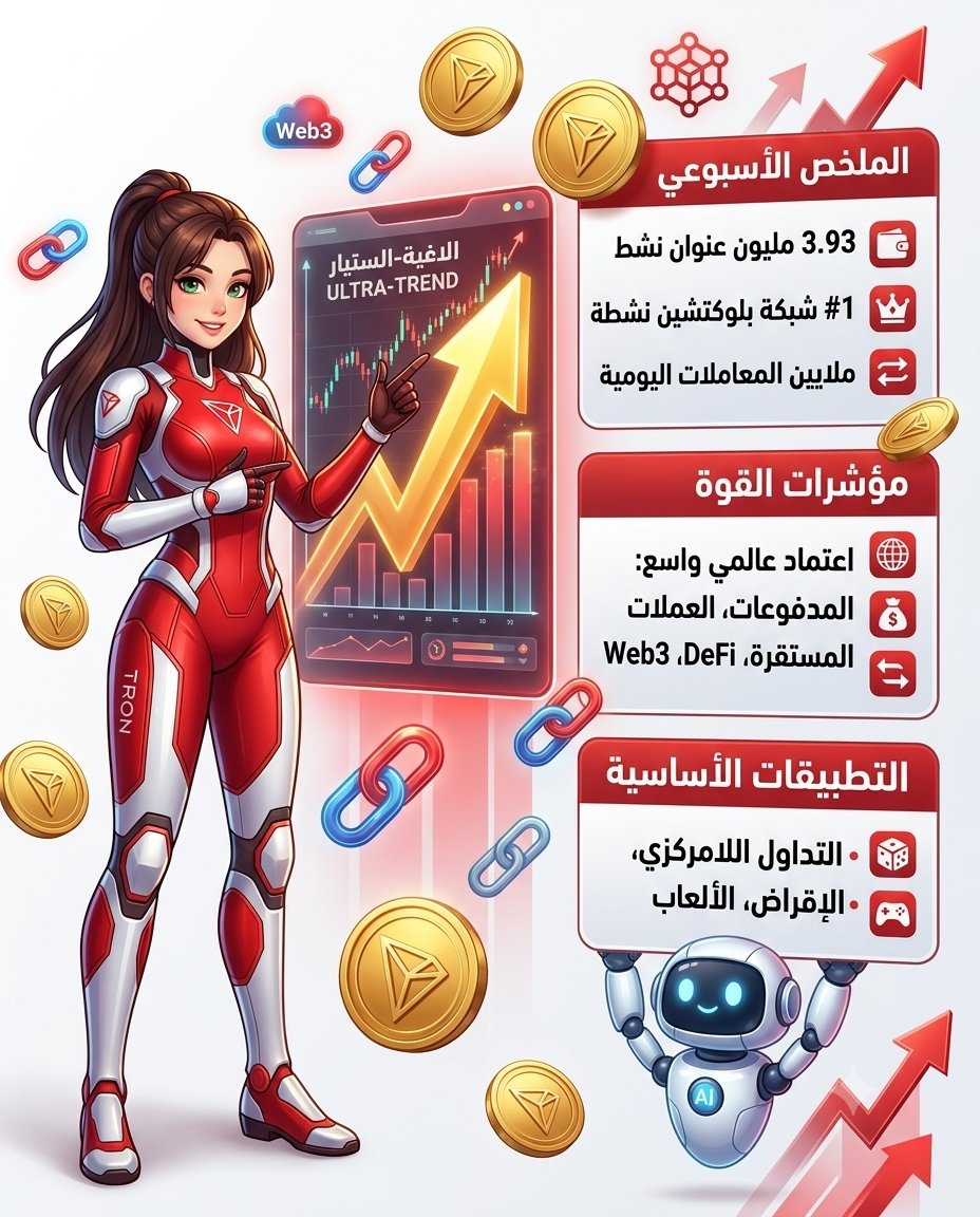 to_l_y's tweet photo. 🚀 3.93 مليون عنوان نشط خلال 24 ساعة... وTRON تتصدر المشهد!

عندما تتجاوز شبكة بلوكتشين 3.93 مليون عنوان نشط في يوم واحد، فهذا يعكس مستوى غير مسبوق من النشاط والتبني الحقيقي.

🌍 ملايين المستخدمين يعتمدون على TRON يوميًا.
⚡ معاملات سريعة ورسوم منخفضة.
💰 ريادة في العملات المستقرة والتحويلات الرقمية.
🔗 منظومة DeFi متنامية وتطبيقات لامركزية نشطة.

هذه الأرقام ليست مجرد إحصائيات، بل دليل على أن شبكة TRON أصبحت جزءًا أساسيًا من الاستخدام اليومي للبلوكتشين حول العالم، سواء في المدفوعات أو الأصول الرقمية أو التطبيقات اللامركزية.

📈 ومع استمرار نمو عدد المستخدمين والعناوين النشطة، تواصل TRON ترسيخ مكانتها كواحدة من أكثر شبكات البلوكشين استخدامًا وتأثيرًا على مستوى العالم.

🔥 النشاط الحقيقي هو المقياس... وTRON تواصل إثبات ريادتها.

@trondao #TRON #TRX #Blockchain #Web3 #DeFi
#TRON
#TGF
#TRONGlobalFriends
@trondao