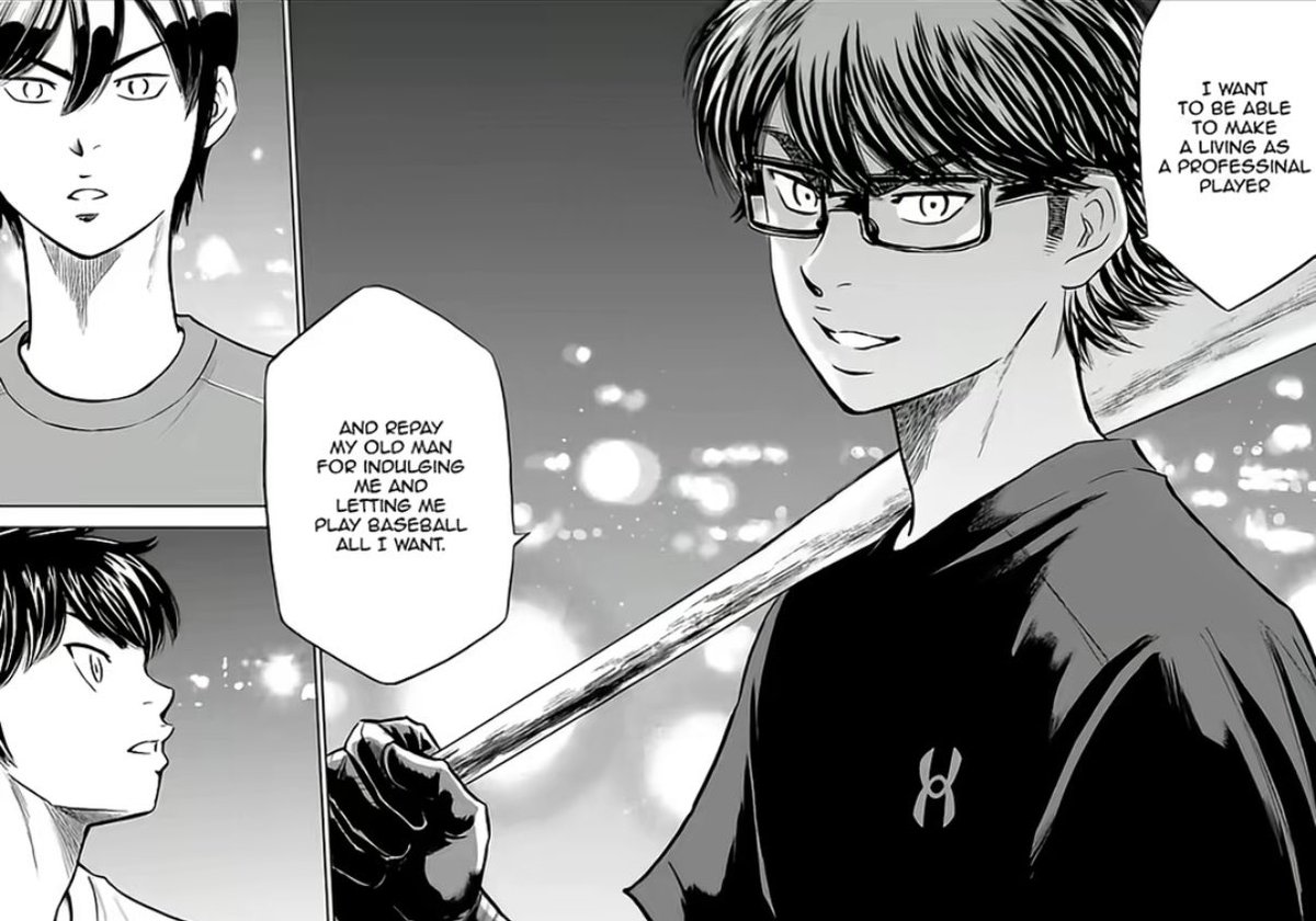 miyukimeis's tweet photo. one of miyuki‘s greatest traits to me, is his gratitude for all the things in his life, his pitcher‘s hard work, his father‘s quiet love and support. he isn’t a person who‘s loud about his emotions but will try to give back his love to the people he cares about in his own way. https://t.co/VsQQT4rL82