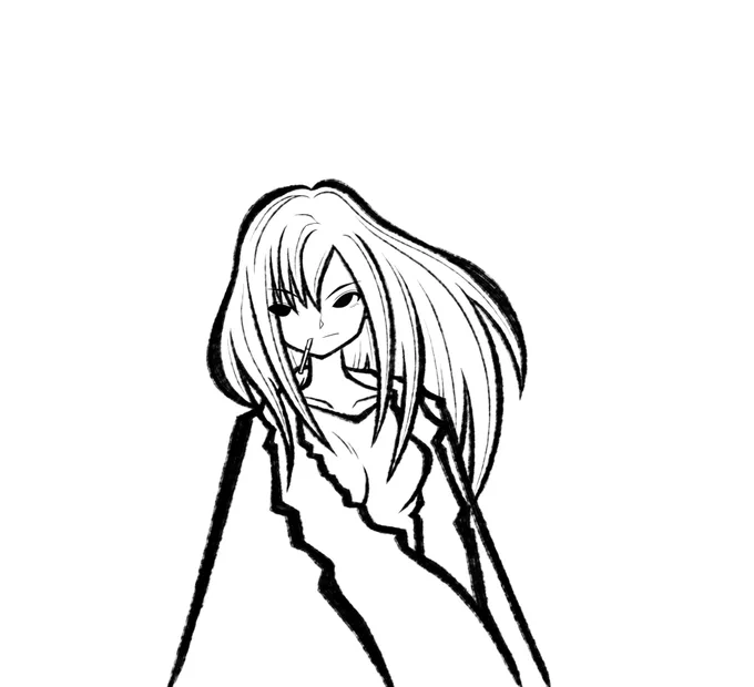 本日の下描きと線画とおまけ 今日は疲労困憊ですなー #一次創作 #イラスト