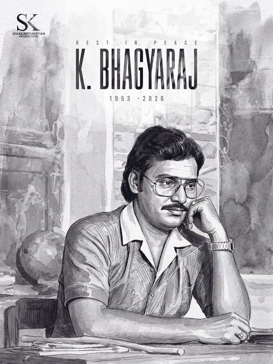 SKProdOffl's tweet photo. Deeply saddened by the passing of K. Bhagyaraj sir.

A legendary filmmaker, writer and actor whose storytelling redefined Tamil cinema and inspired generations. His legacy will live on forever.

Our heartfelt condolences to his family and loved ones.

Rest in peace, sir 🙏 https://t.co/wSJjez7tT1