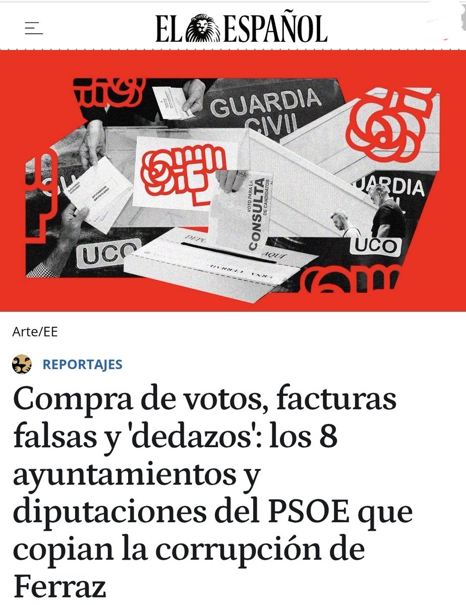 criaturina's tweet photo. 0 HORAS SIN CORRUPCIÓN DEL PSOE 

‼️‼️ Compra de votos, facturas falsas y 'dedazos': los 8 ayuntamientos y diputaciones del PSOE que copian la corrupción de Ferraz:

🚨Organización criminal y prevaricación en el Ayuntamiento de Soria 
🚨 Enchufismo en la Diputación de Jaén dentro de la trama 'Leire' contra el fiscal Grinda.
🚨 Trsma de prostitución y amaños en Canarias del caso 'Tito Berni'.
🚨 Ediles imputados por facturación falsa y compra de votos en municipios de Almería, Sevilla o Murcia...

https://t.co/zEzPVjVCnK
