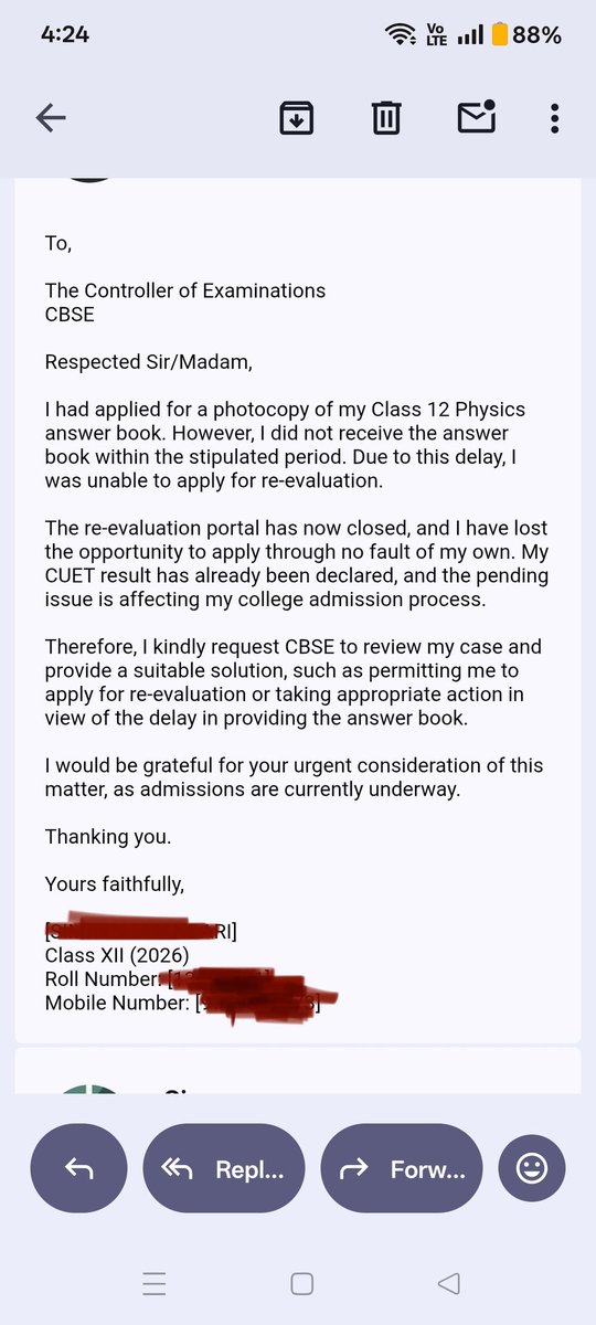 ThSimran47's tweet photo. After 4 days you have replied this not even saw what's the matter @cbseindia29 @TheAnuragTyagi  shame on you 😔 https://t.co/m7hN6NQnhq
