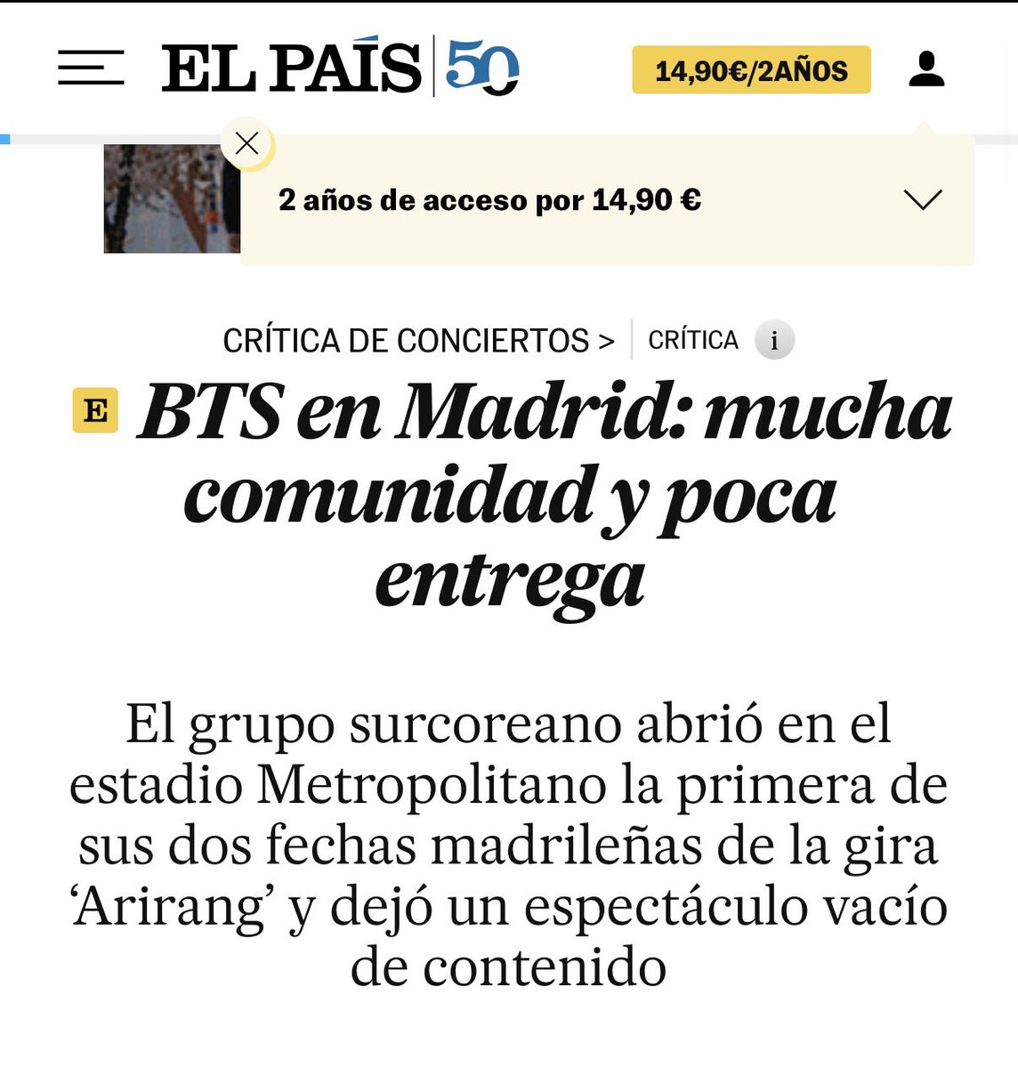 Sue_loves_JK's tweet photo. Hola Marta, creo que hemos ido a conciertos diferentes… 🙃 objetividad periodística not found! 

#army #btsmadrid https://t.co/P59REumjcX