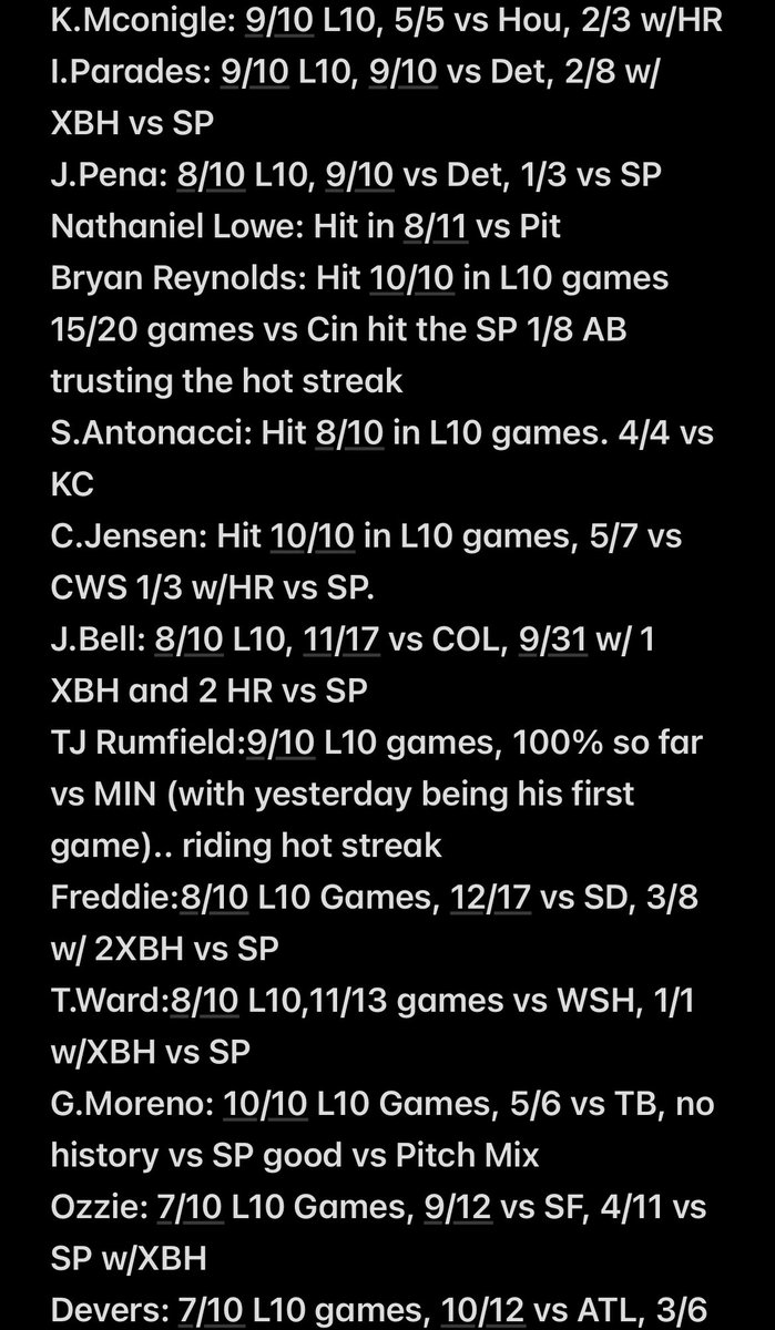 AMHBoyWonder's tweet photo. Base Hit Lotto w/ Breakdown of why I took them. Tired of looking crazy after they go 0/5.. https://t.co/sJA8oJbGZB