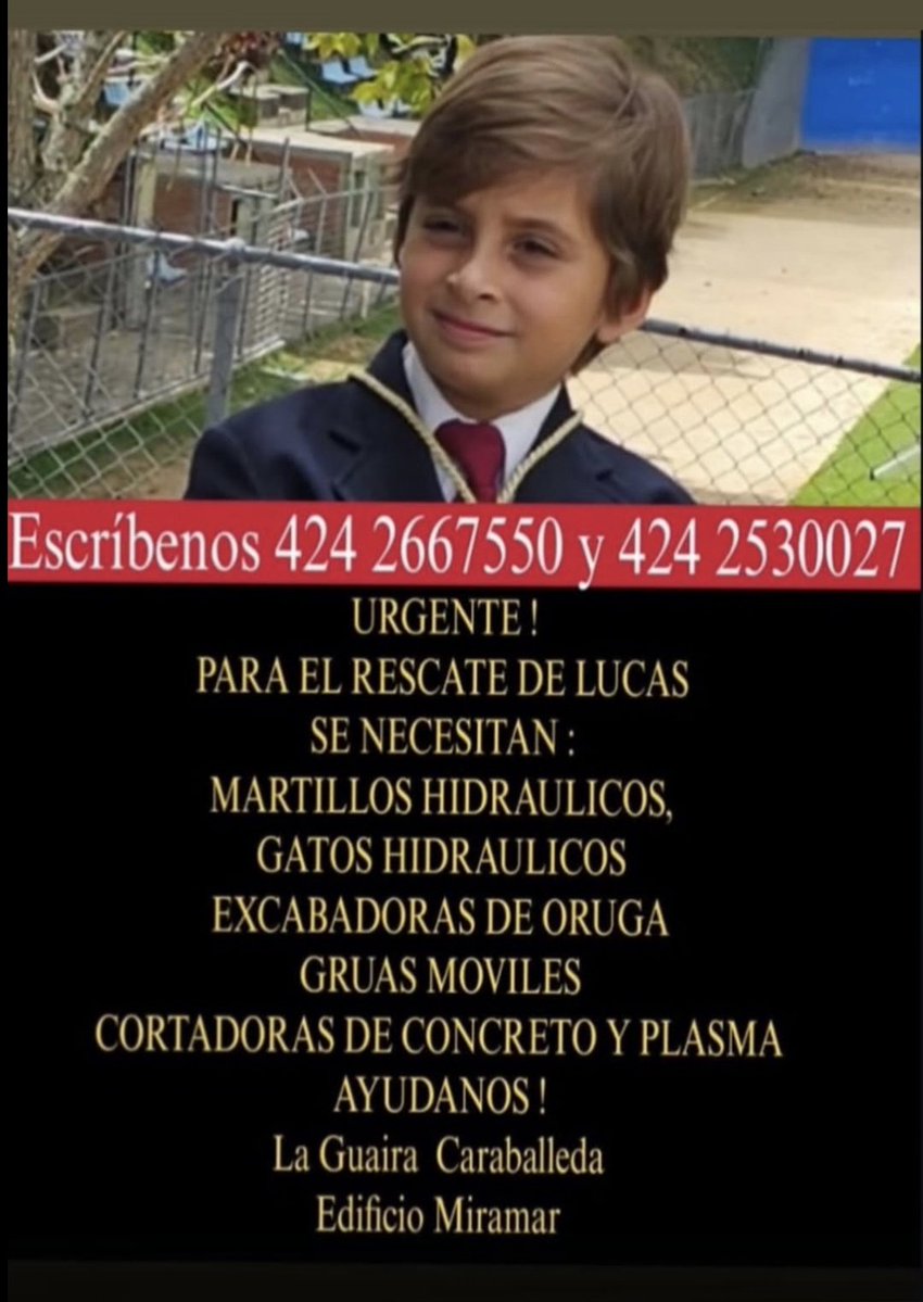 antonioriverog's tweet photo. #AuxilioPorLaVida
Asi como para Lucas, decenas, cientos o más personas con vida, ameritan que los rescatistas voluntarios puedan contar con estos equipos y herramientas, muy necesarias para rescatarlos con vida. Por favor DONA, APORTA, FACILITA Y ENVIA con URGENCIA, para lograr salvar la vida de Lucas y tantos otros bajo los escombros.
Dios te Inunde de su Gracia 🙏