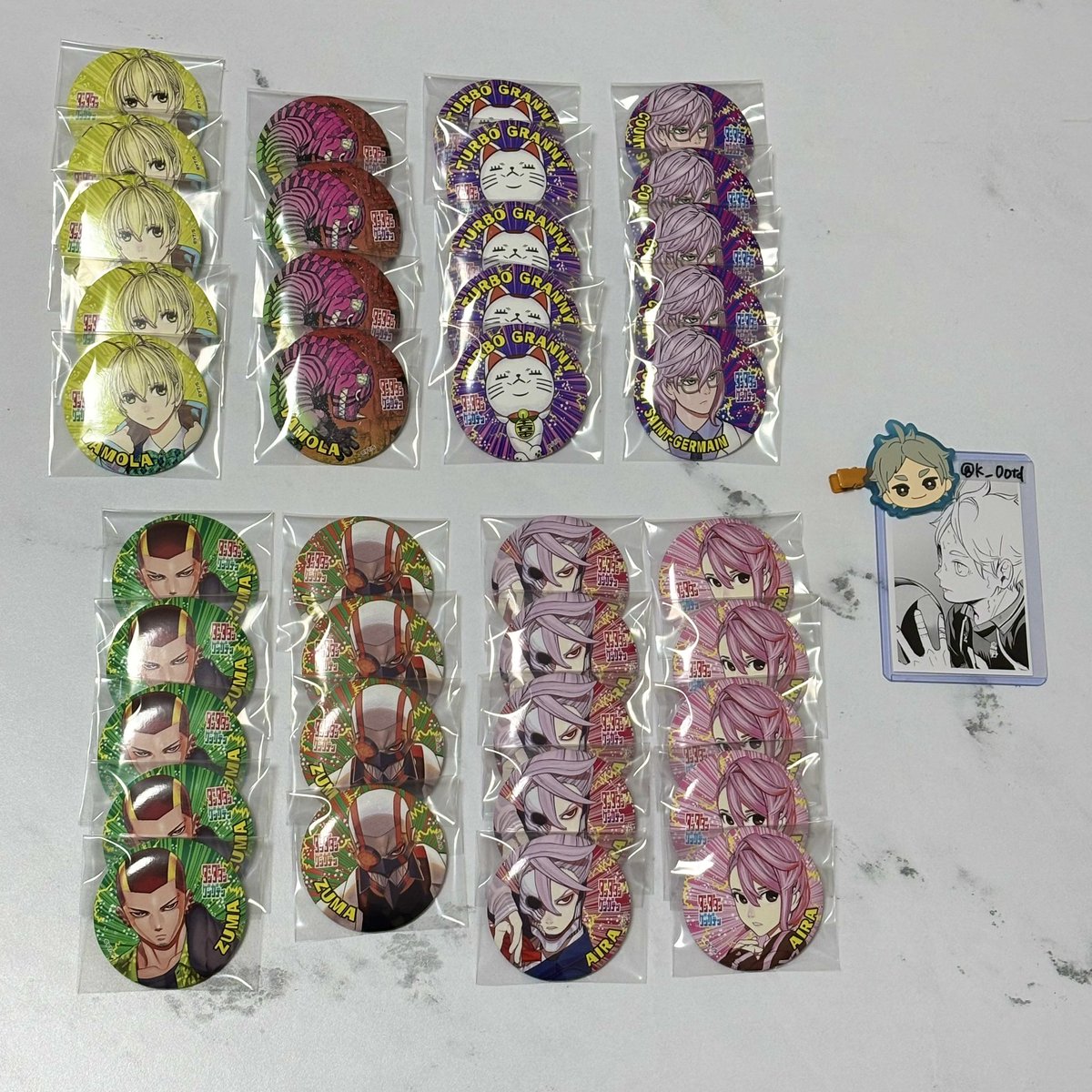 K_____0otd's tweet photo. ⌇交換 譲渡 ⌇ダンダダン ゲンガテン 原画展 缶バッジ 

譲）画像のもの

求）同種 モモ or 定価＋送料

◯郵送のみ

･1枚目単体譲渡✖︎(指定の抱き合わせ)
･2.3枚目単体譲渡◎(キャラ毎優先、バモラは怪獣とまとめて優先)

検索からでもお気軽にお声掛けください୨୧ https://t.co/PAOHEZnlSc
