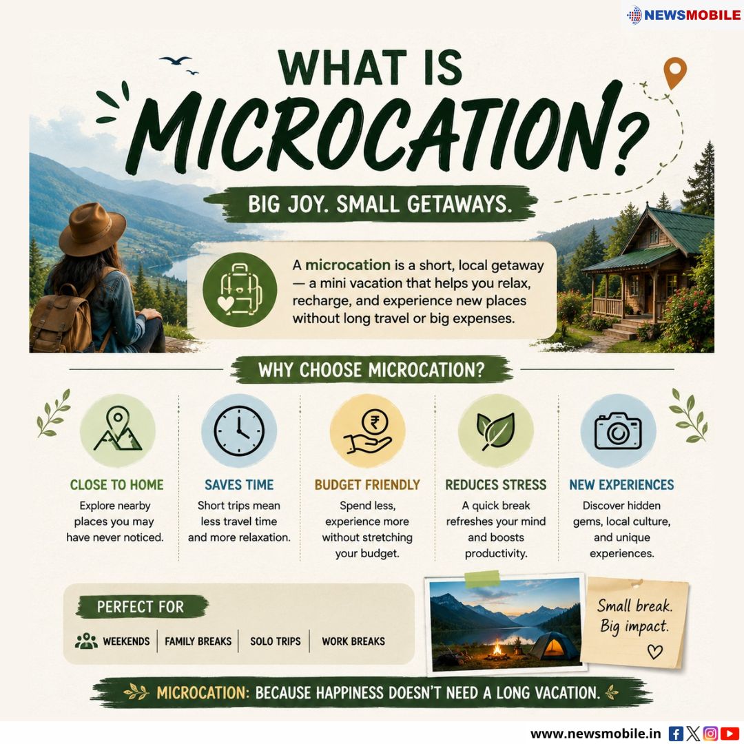 NewsMobileIndia's tweet photo. Weekend escapes are the new vacation goals! 🌿✨ Why wait for a long holiday when you can recharge in just 2–4 days? Skip the crowds, discover something new, and make your next weekend count. 🌄🏕️

#MicroCation #OffbeatIndia #HiddenGems #WeekendGetaway #ExploreIndia #TravelMore #Wanderlust #TravelIndia #NatureEscape #IncredibleIndia

Check the full post here: https://t.co/Ao2wXn6zhP