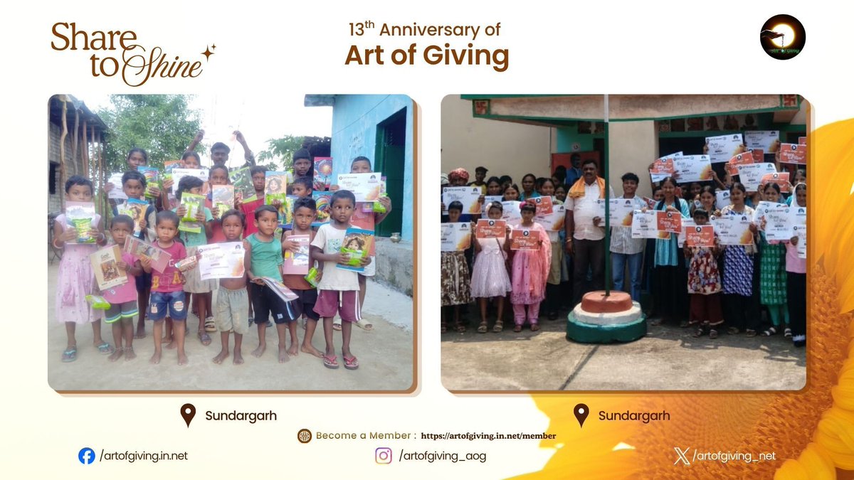 artofgiving_net's tweet photo. At Kalahandi, Nuapada, Nuapada, Sundargarh, Rayagada, and Khordha, Ms. Chanchala Jal, Ms. Iswari Majhi, Mr. Jagatram Majhi, Mr. Ajay Oram, Mr. Bhimsen Munda, Ms. Aina Majhi, Ms. Pooja Oram, Mr. Santosh Miniaka, Mr. Prakash Kumar Pal, Mr. Jasabanata Majhi, Ms. Ambika Majhi, Ms. Amrita Majhi, Ms. Deshapriya Das, Mr. Ajaya Pradhan, Ms. Temeswari Majhi, Mr. Harekrushna Maharana, Mr. Birendra Keshari Singh, Mr. Sunu Rout, Ms. Kusum Majhi became a part of the 13th International Day of Art of Giving through the “Share to Shine” initiative, helping promote the values of compassion, togetherness and collective joy.
