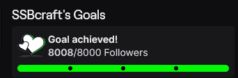 SSBcraft's tweet photo. Thank you everyone so much! I've reached goal of 8000 followers on Twitch! I still can't believe that so many supporting me! I love that I captured the screenshot when it was at B00B follows. 💚🍱🐯 Love you all so much!!!!!!!!!!!!! https://t.co/bBITTUyYJO
