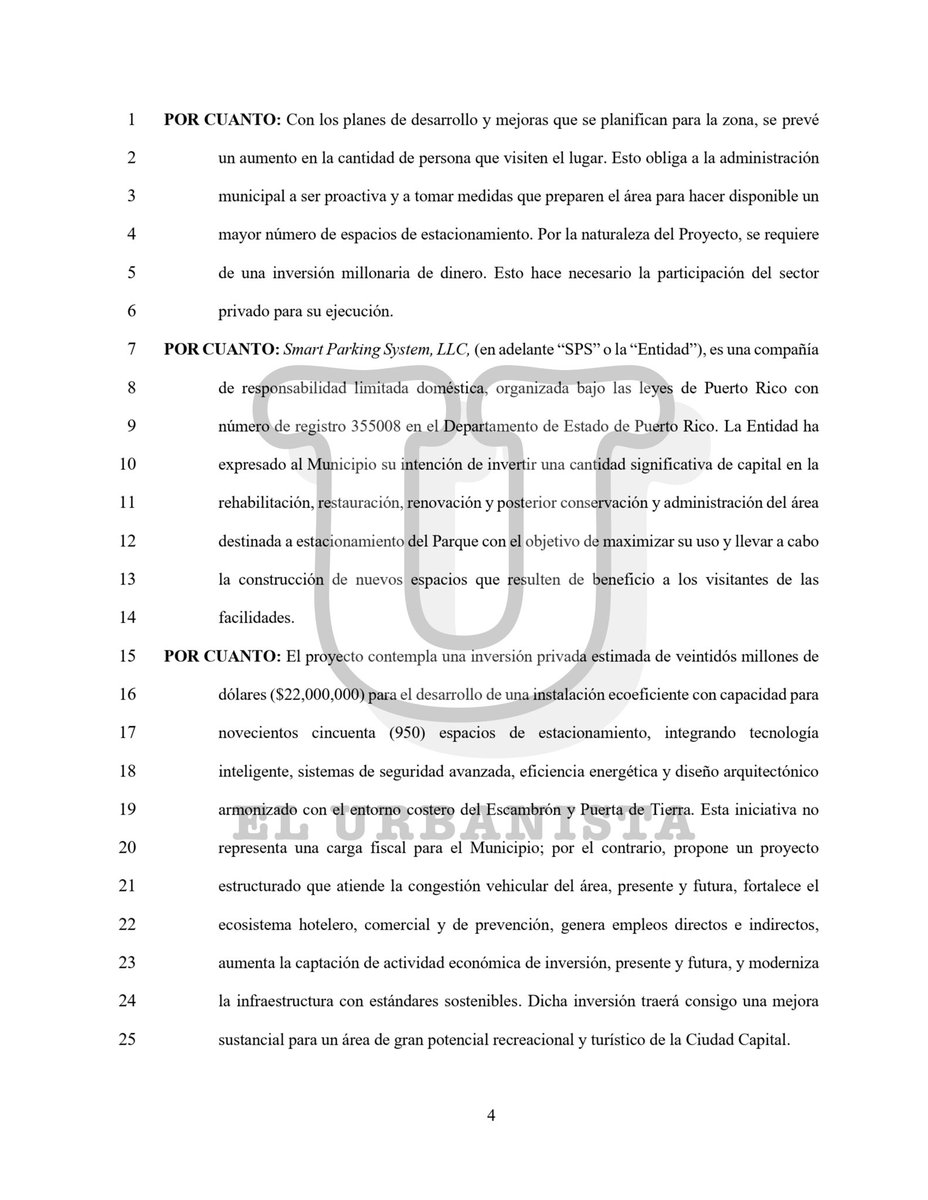 ElUrbanistaPR's tweet photo. 🚨Aquí está el Proyecto de Ordenanza 55 con el que Miguel Romero Lugo le pide a la Legislatura Municipal que sea cómplice de la privatización y destrucción del Parque del Tercer Milenio.🚨

La propuesta busca autorizar un contrato de arrendamiento para convertir uno de los principales parques costeros de San Juan en un estacionamiento privado, sin subasta pública y sin un verdadero proceso de participación ciudadana.

Los espacios públicos pertenecen al pueblo, no a intereses privados.

El Escambrón no necesita más asfalto. Necesita protección.

#RescatemosElTerritorio #ElUrbanista #PedroMCardonaRoig