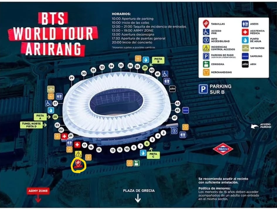 Seriakku23's tweet photo. @anewithluv Holaa!! Yo no tengo entradas pero si no conseguís, acercaros a la taquilla del metropolitano a ver si les queda algunaa!! Te paso foto del mapa de donde está. Si no me equivoco abre a las 17:00 (pero no me hagas mucho caso, estate atenta en cuanto abran) https://t.co/3Rd3KXq1in