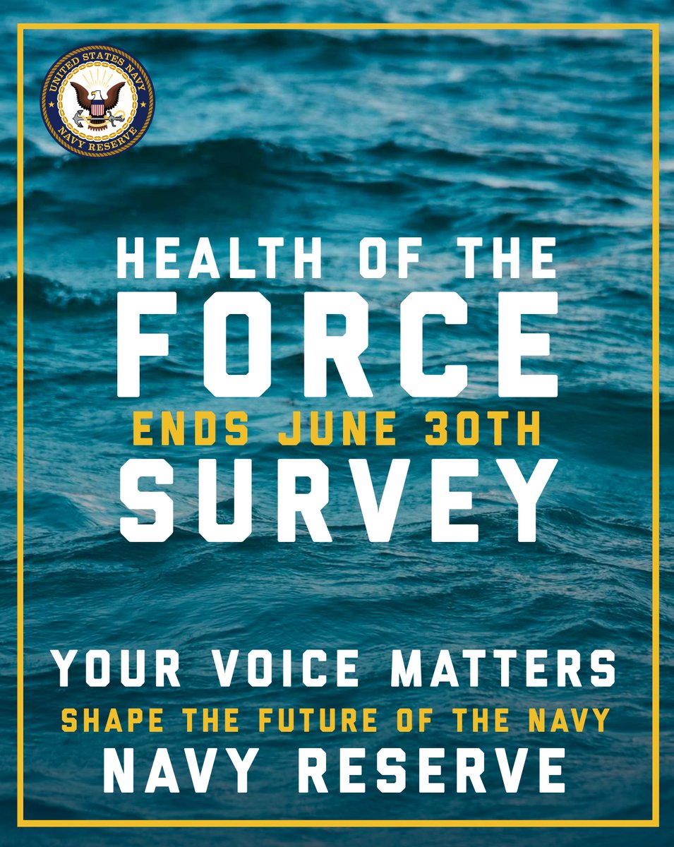 navy_reserve's tweet photo. All Active and Reserve Sailors are encouraged to take part in the Navy's annual Health of the Force (HOF) Survey before it closes on 30 June 2026. 

Take the survey here: https://t.co/NCXF0fCgPk https://t.co/Qw5Pk7zfXH