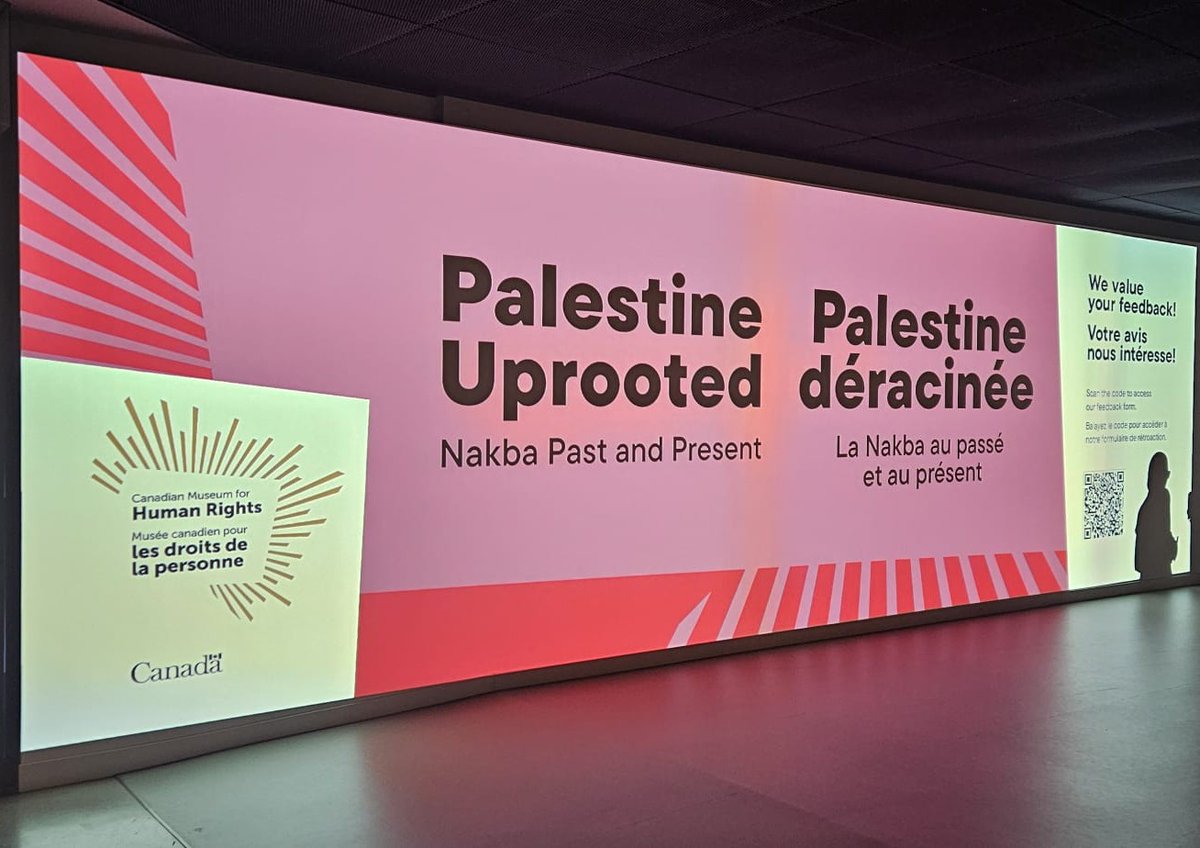 SalmaZahid15's tweet photo. On Friday night at the Canadian Museum of Human Rights in Winnipeg, a new exhibit “Palestine Uprooted: Nakba Past and Present” was debuted, and it opens to the public today. 🧵 https://t.co/DyQWQzD11O