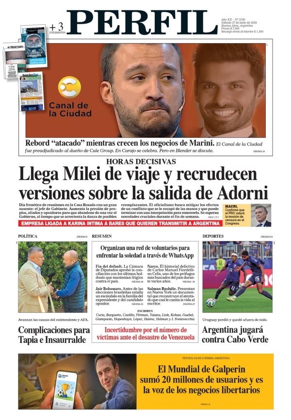 LTQSok's tweet photo. #LoTenesQueSaber | 27-06-2026 #portadas #diarios @clarincom @LANACION @perfildiario https://t.co/GfT6Rkmru0