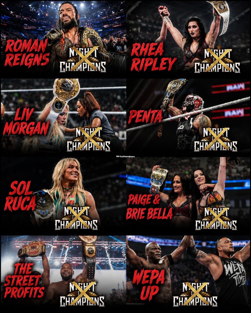 DirtyDomDom's tweet photo. Night of Champions was created around one simple concept: every WWE championship is defended on the same night.

Now, 8 of WWE’s 11 championships won’t even be on the line at this year’s event.

At that point, can it really be called Night of Champions anymore? https://t.co/323CpC8lZC
