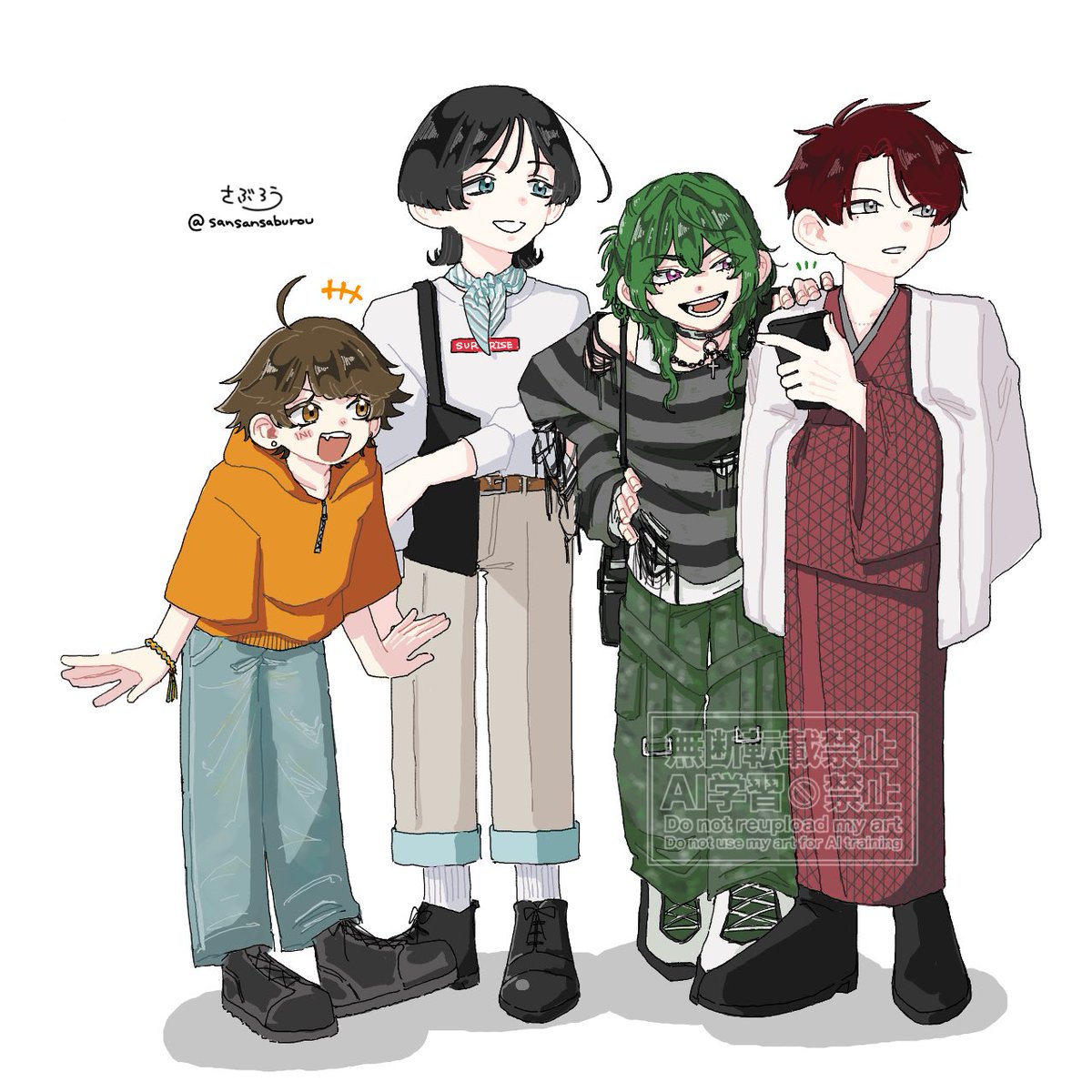 sansansaburou's tweet photo. 初投稿。基本はこのオリキャラ4人を気分で投稿するよてー
よろしくお願いします
#初投稿　#イラスト　#オリキャラ　#絵チャ　#絵柄が好みって人にフォローされたい https://t.co/vZ18kw8RVu
