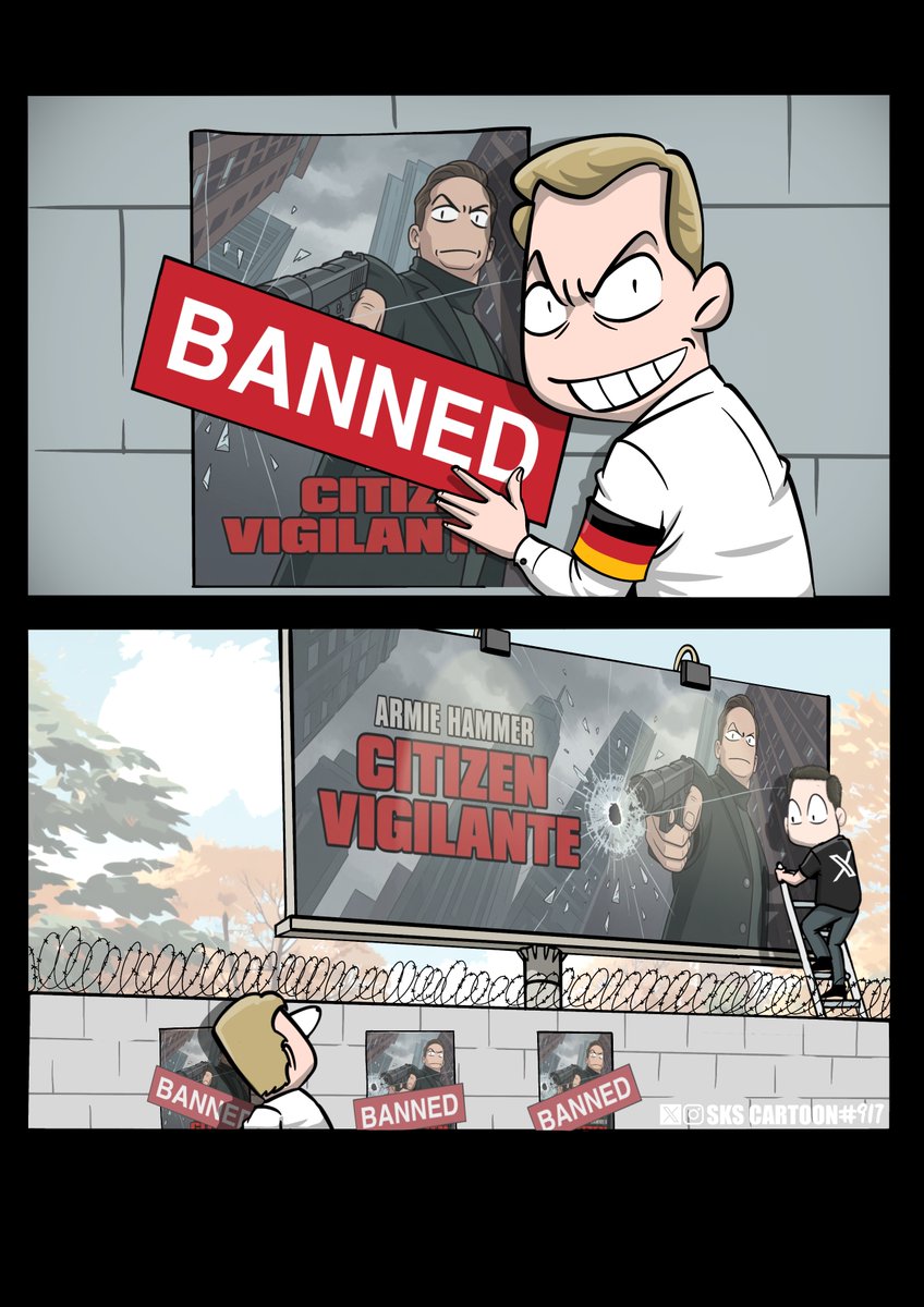 skscartoon's tweet photo. Ironically, Germany’s ban on the movie may have given Citizen Vigilante the attention it otherwise would not have received https://t.co/ndyIZ6ORbv