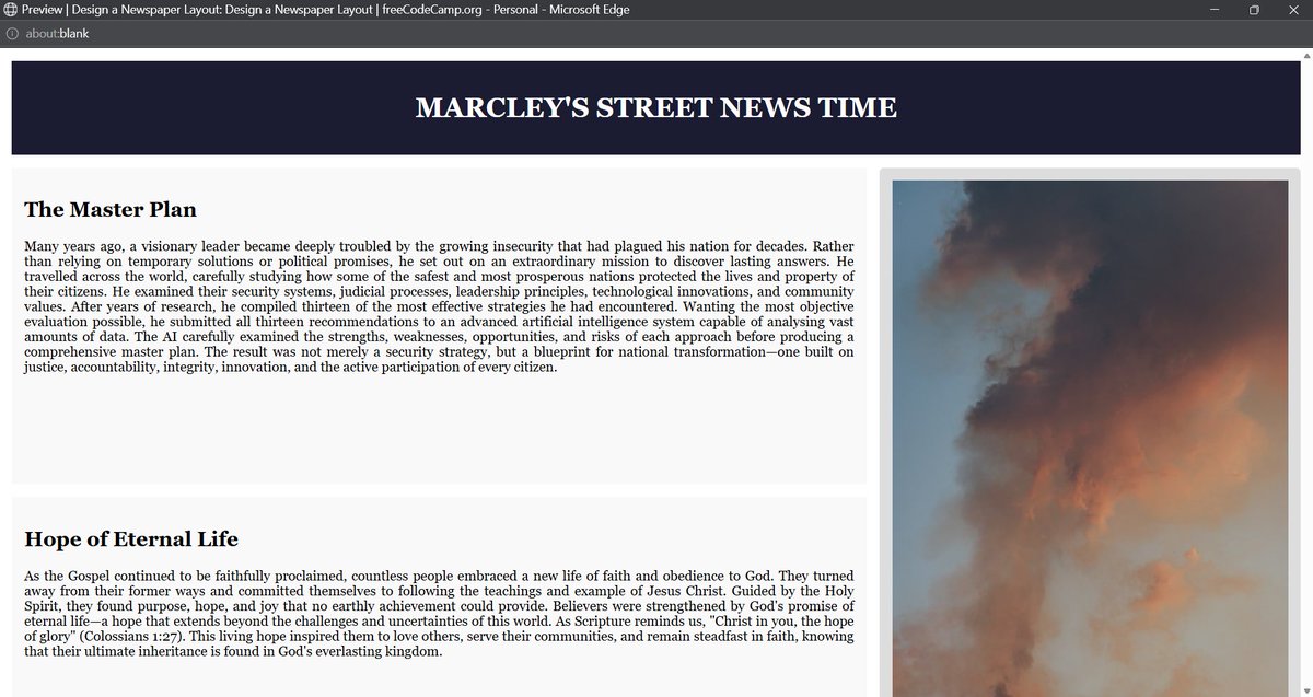 Freezy_laHot's tweet photo. I have completed Design a Newspaper Layout #freecodecamp
 https://t.co/tqVxqHN7pS https://t.co/gJTWDKLmtv