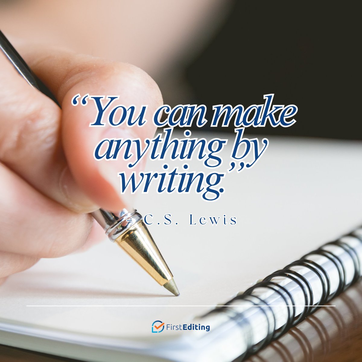 FirstEditing's tweet photo. “You can make anything by writing.” — C.S. Lewis.
Every story, lesson, and idea starts with words on a page.
Learn more: https://t.co/fXMEs4kO7l
#WritingQuotes #CSLewis #AuthorsLife #FirstEditing #Writers https://t.co/FPM6QnKdkh