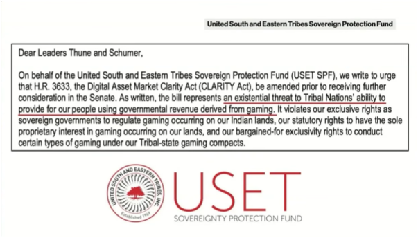 BankXRP's tweet photo. TRIBAL NATIONS ARE PUSHING BACK ON THE CLARITY ACT!

🇺🇸 United South and Eastern Tribes write to Senate leaders Thune &amp; Schumer say H.R. 3633 is an "EXISTENTIAL THREAT" to Tribal gaming revenue &amp; SOVEREIGN RIGHTS

The bill has more opposition than people realize 👀
$XRP $BTC https://t.co/C8jrHwAgZP