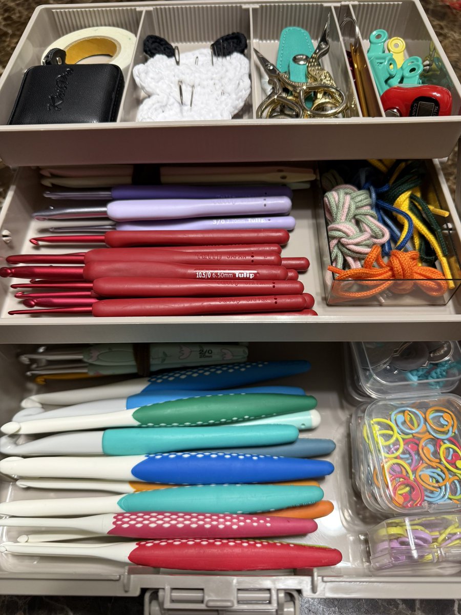 39blossom39's tweet photo. スリコで収納ボックス買って来たので入れてみたけどかぎ針が全部入りきらない…
もう一回り大きいのにすれば良かった… https://t.co/fmzzJbhJuA