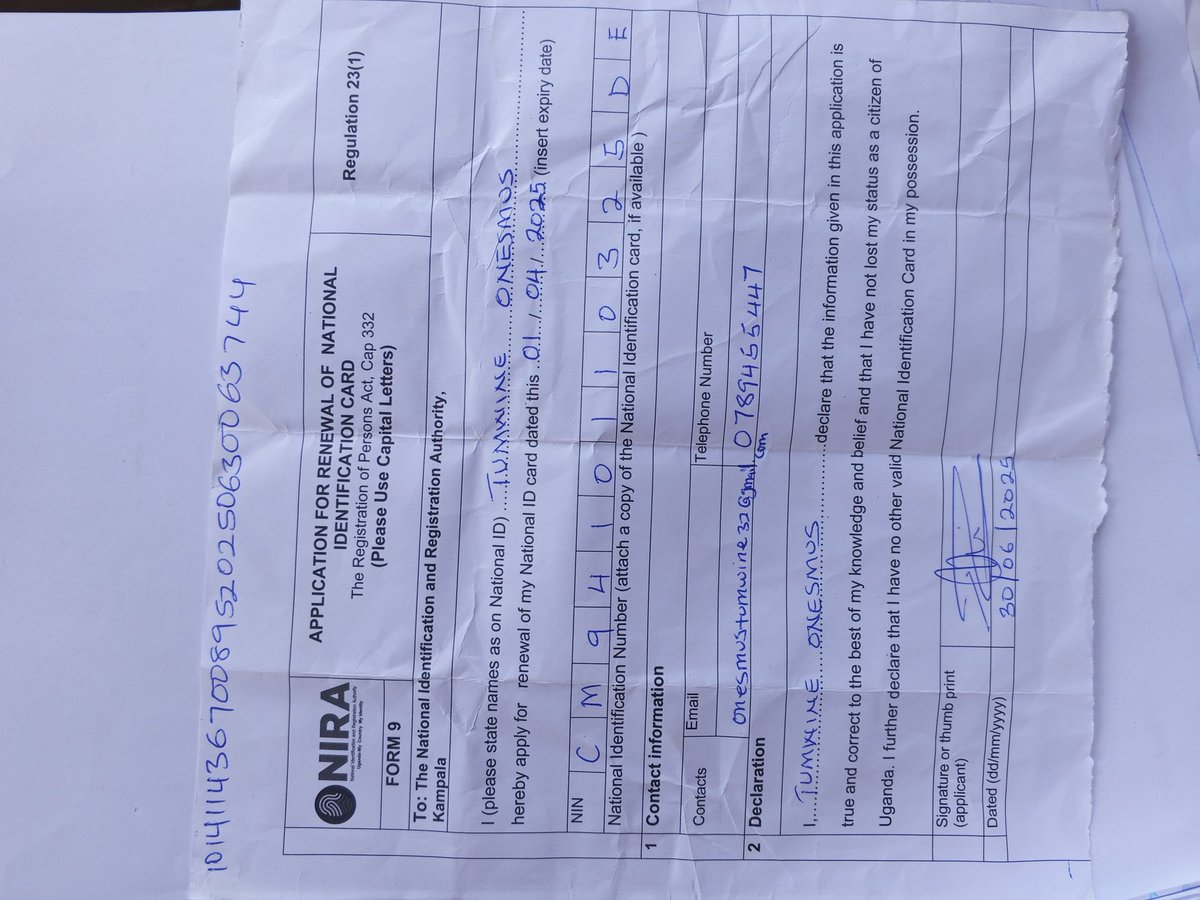 ONESMUS256ug's tweet photo. @NIRA_Ug NIRA help me find my registration status since june last year https://t.co/qM4Wh54UTq