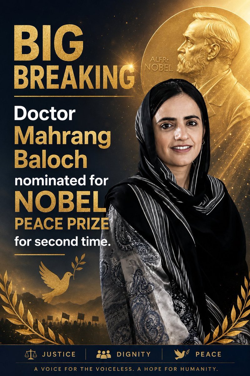 andrin199720's tweet photo. With Mahrang Baloch nominated for the #Nobel Peace Prize again, the peaceful #Baloch movement gains a new breath of life!

@Sarmachari1240 @World_Back1 @b51833638 https://t.co/LF4OyTGP1c