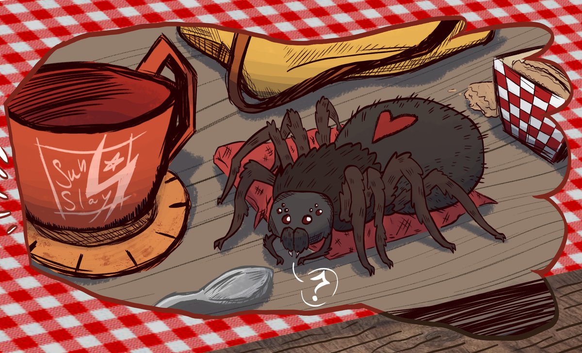 SunCutterPop's tweet photo. Picnic with a spider https://t.co/zyZSm70nny