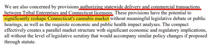 diggersleuth's tweet photo. CT House Republicans concerned about serious flaws in Cannabis Compact with Mashantucket Pequot Tribe. "Significantly reshape Connecticut's cannabis market". Tribe permitted to cultivate, manufacture, transport, deliver, and sell cannabis throughout CT separate from State regs. https://t.co/YZ3HtDYn9U