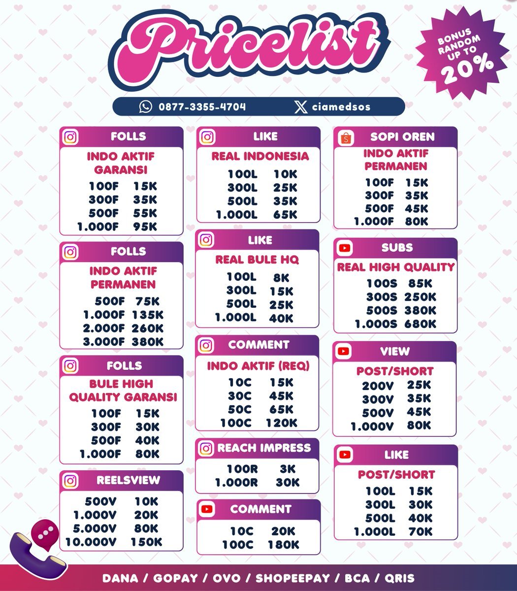 Curveis's tweet photo. AMANAH SINCE 2021 ADA 6000 TESTI😻✨️

wts jual followers ig beli likes views sosmed upfolls uplike folls instagram ready foll tiktok tt youtube yt shopee twitter x viewers tt fyp like sosmed murah zonauang akun indonesia aktif permanen trusted
 
fast proses WA dibio~~ https://t.co/DwugPOE9Uh