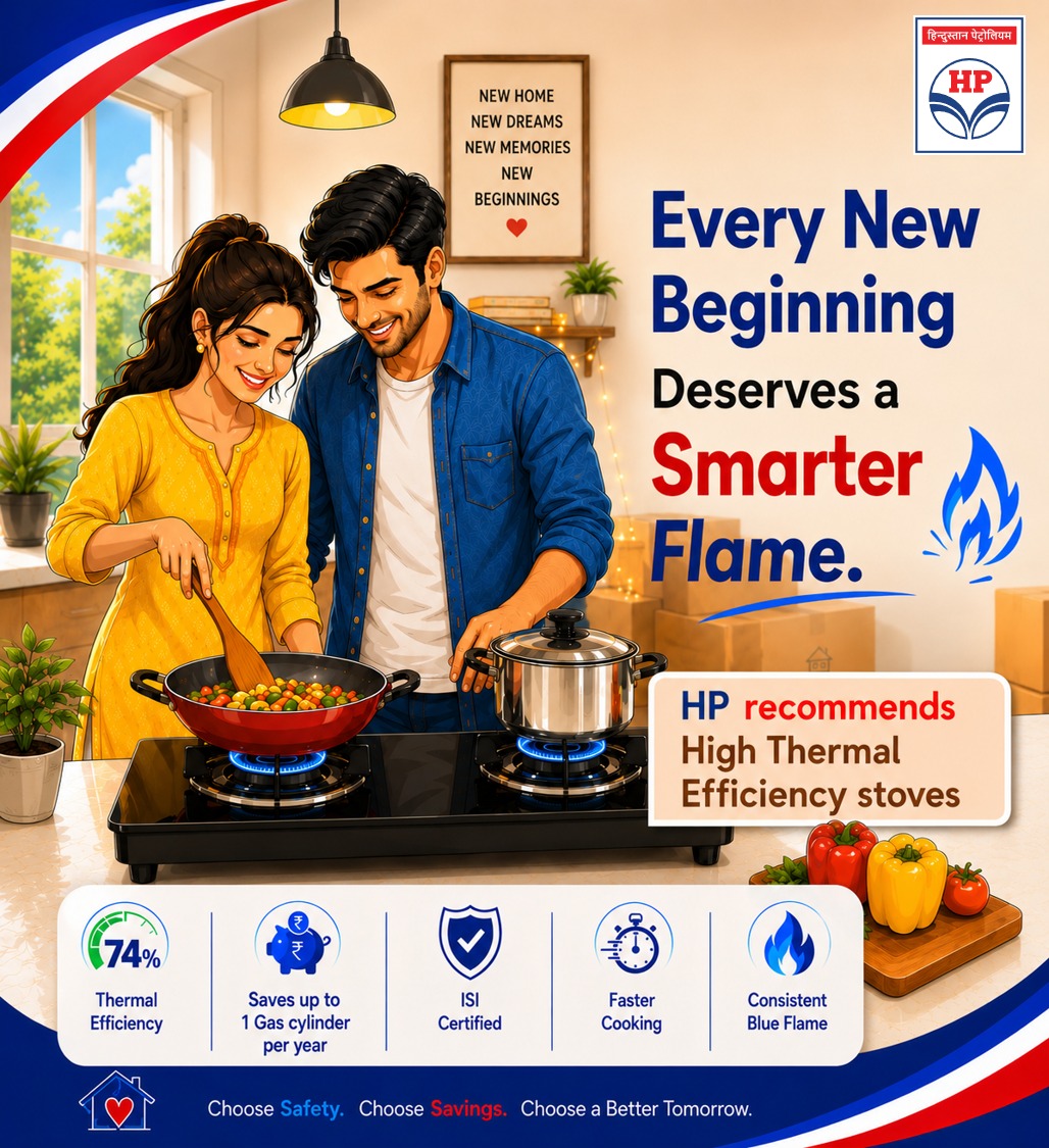 Prateek_Gas's tweet photo. 🏠✨ Every new beginning deserves a smarter flame.

Make your new home more efficient and safer with High Thermal Efficiency Stoves recommended by @HPCL With up to 74% thermal efficiency and faster cooking save up to one cylinder every year.

#HPGas #HighThermalEfficiency https://t.co/7qhFmWnVsv