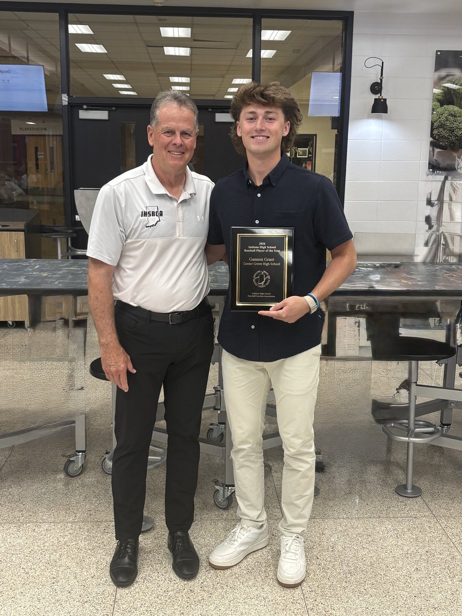 IHSBCA's tweet photo. Gannon Grant of Center Grove High School is the 2026 IHSBCA Player of the Year! https://t.co/IkKdAps4Eq
